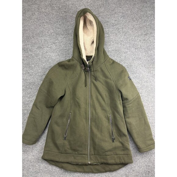 J Madison Expedition Jacket Womens Large Green Sherpa Lined Hooded Full Zip - Picture 1 of 8